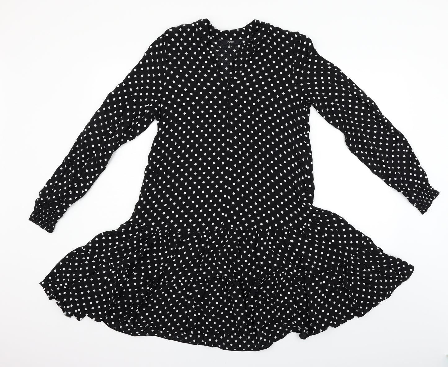 NEXT Womens Black Polka Dot  Fit & Flare  Size 8