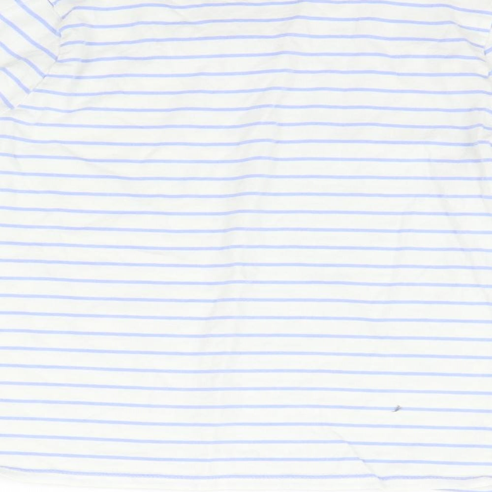 George Girls White Striped  Basic T-Shirt Size 9-10 Years
