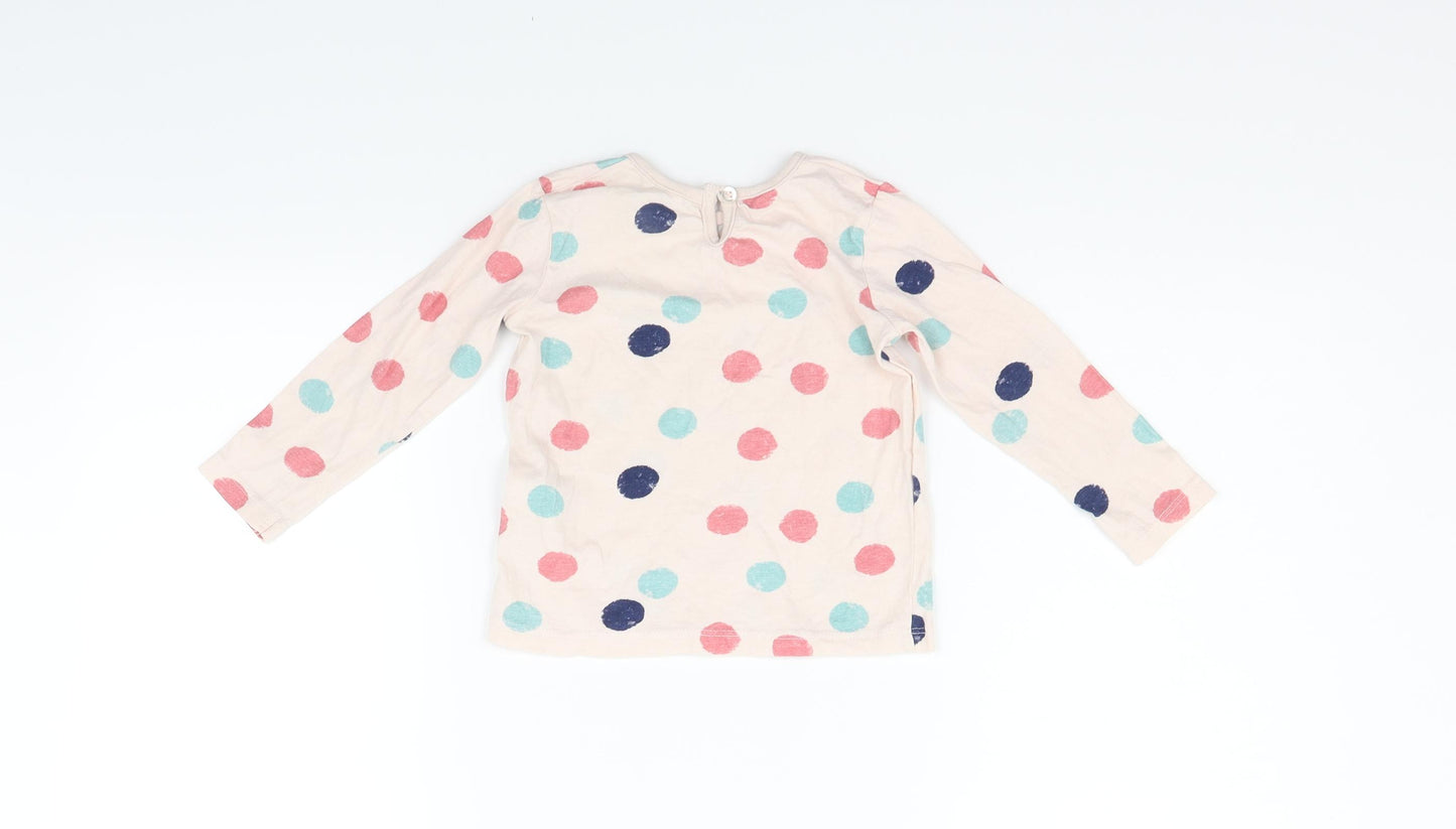 deniem & co Girls Pink Polka Dot  Basic T-Shirt Size 12-18 Months