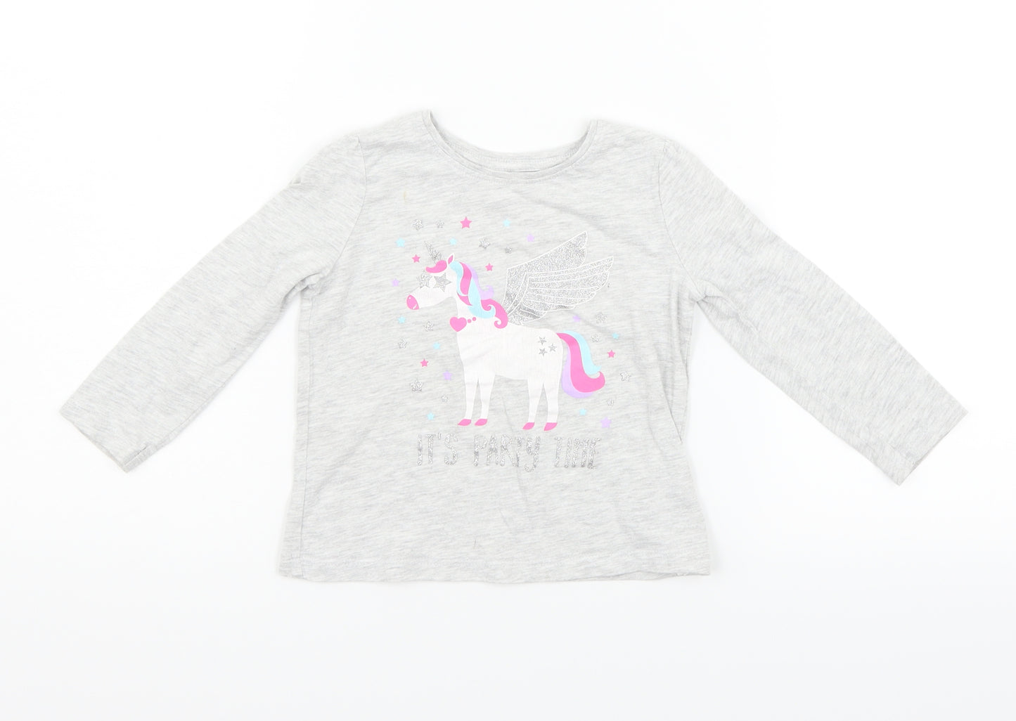Primark Baby Grey   Basic T-Shirt Size 12-18 Months  - Unicorn