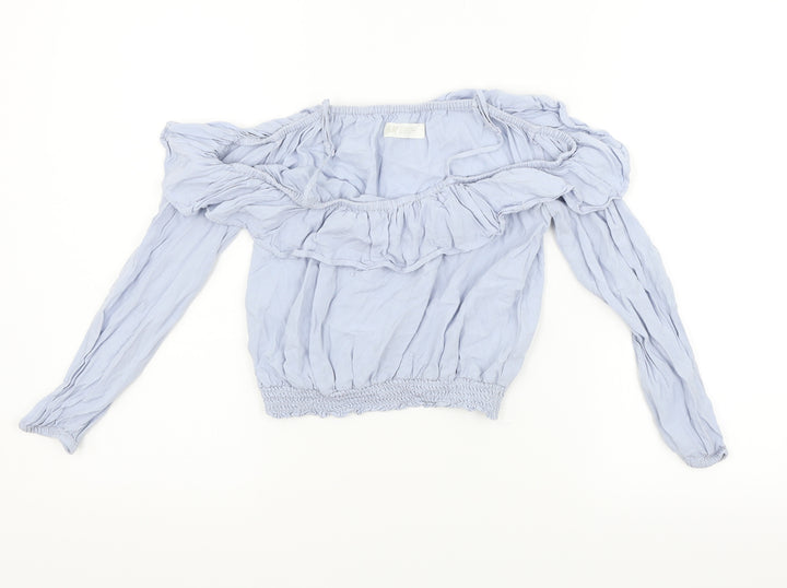 H&M Girls Blue   Basic Blouse Size 10-11 Years