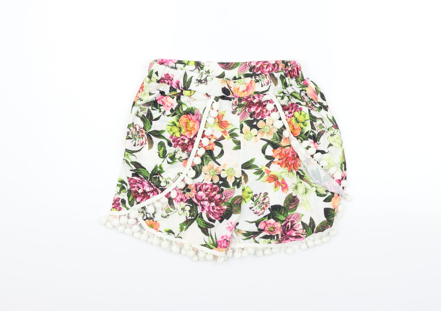 Pink Boutique Womens White Floral  Cut-Off Shorts Size 12