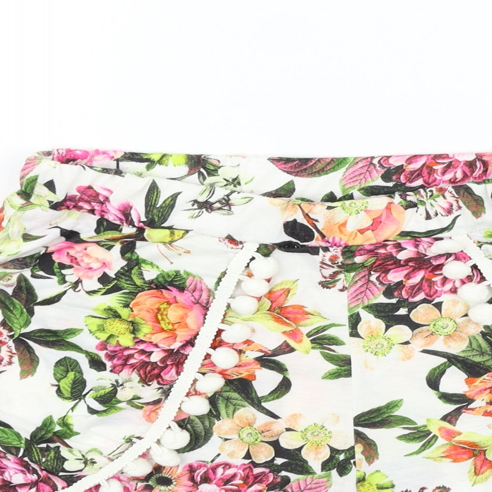 Pink Boutique Womens White Floral  Cut-Off Shorts Size 12
