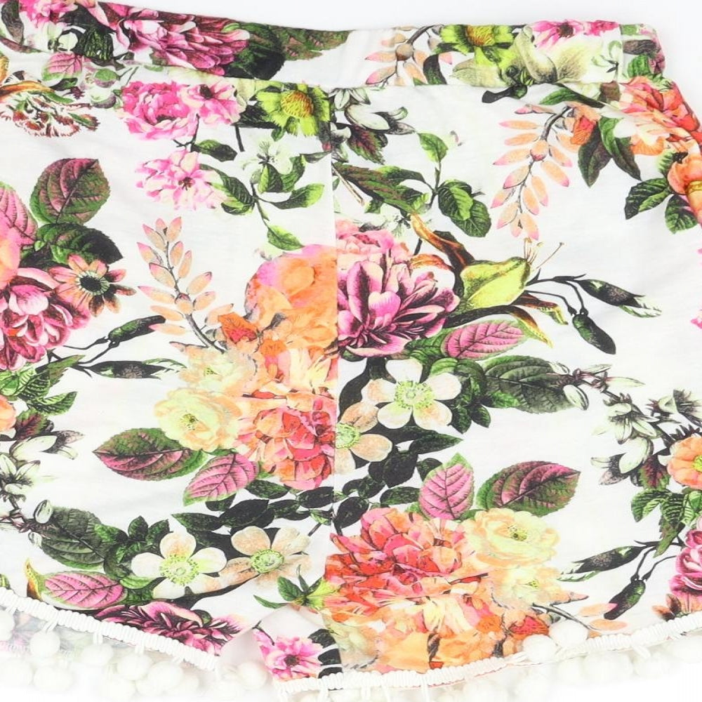 Pink Boutique Womens White Floral  Cut-Off Shorts Size 12