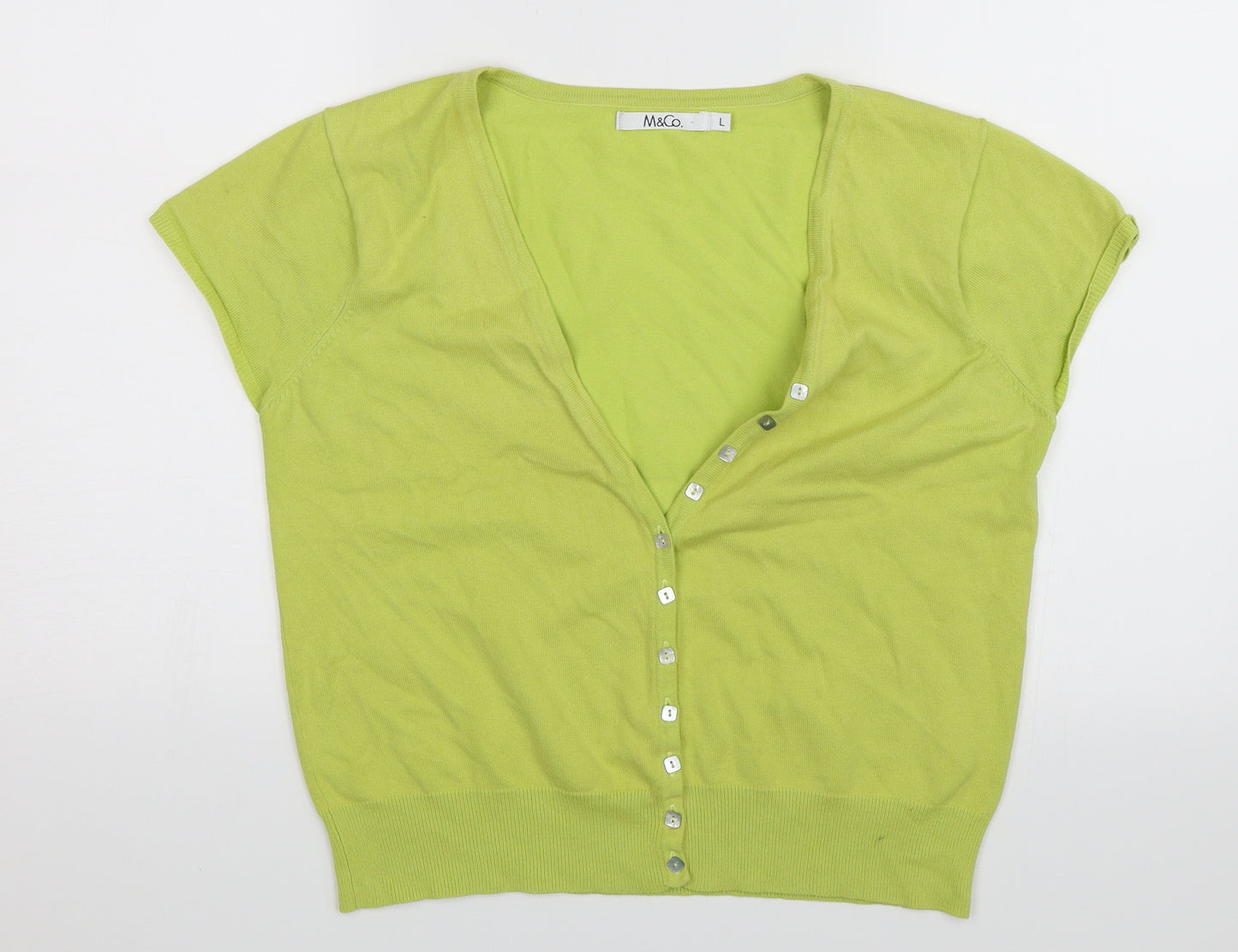 M&Co Womens Green   Cardigan Jumper Size L