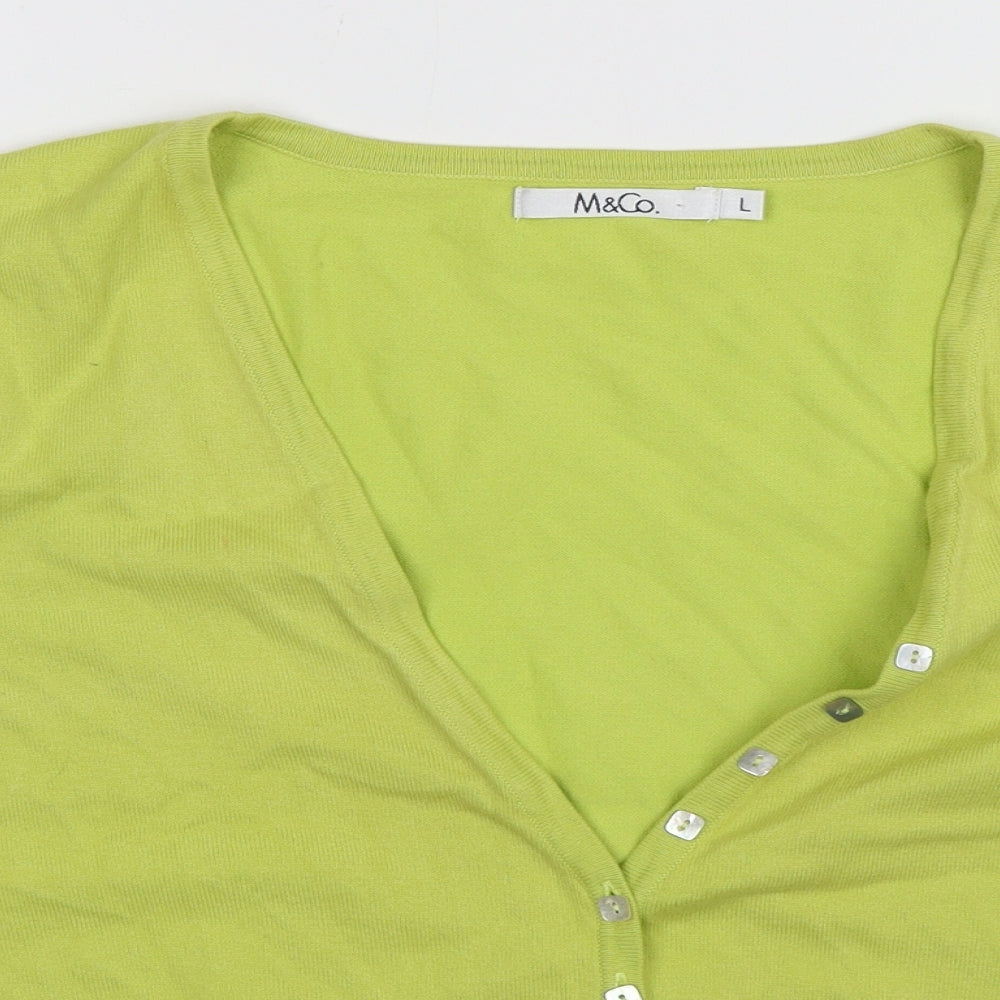 M&Co Womens Green   Cardigan Jumper Size L