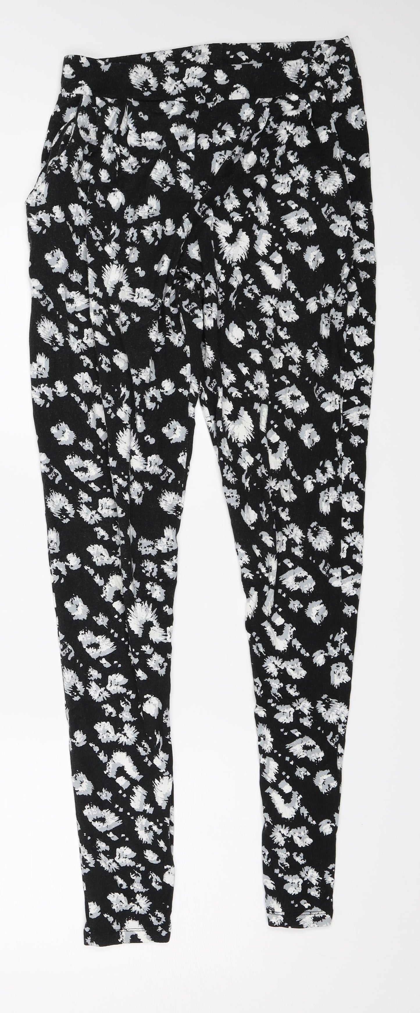 Peacocks Womens Black Floral  Harem Trousers Size 8 L28 in