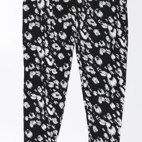 Peacocks Womens Black Floral  Harem Trousers Size 8 L28 in