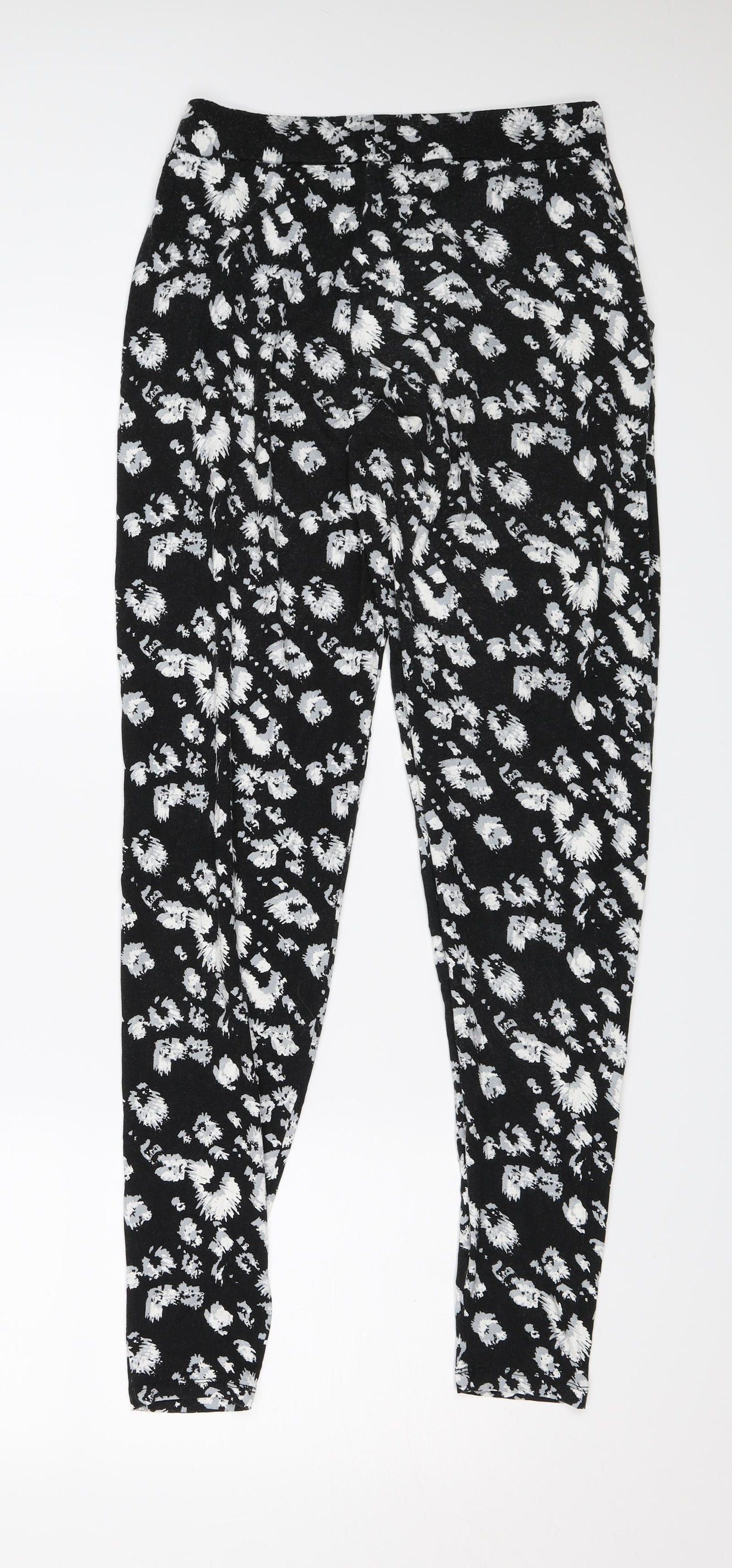 Peacocks Womens Black Floral  Harem Trousers Size 8 L28 in