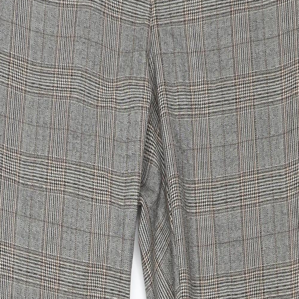 Zara Womens Grey Plaid  Trousers  Size M L25 in