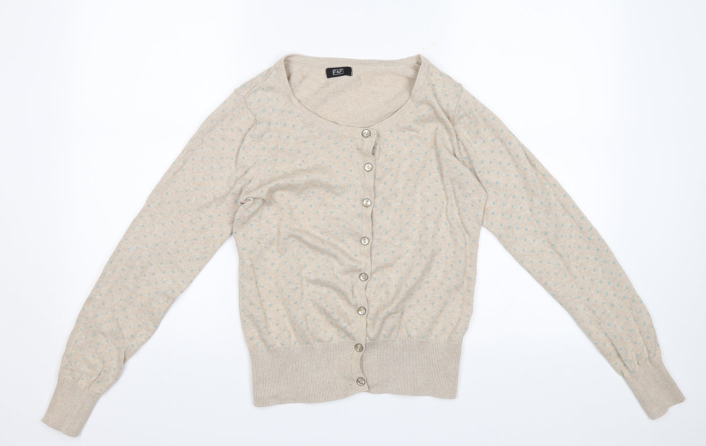 F&F Womens Brown Polka Dot  Cardigan Jumper Size 12