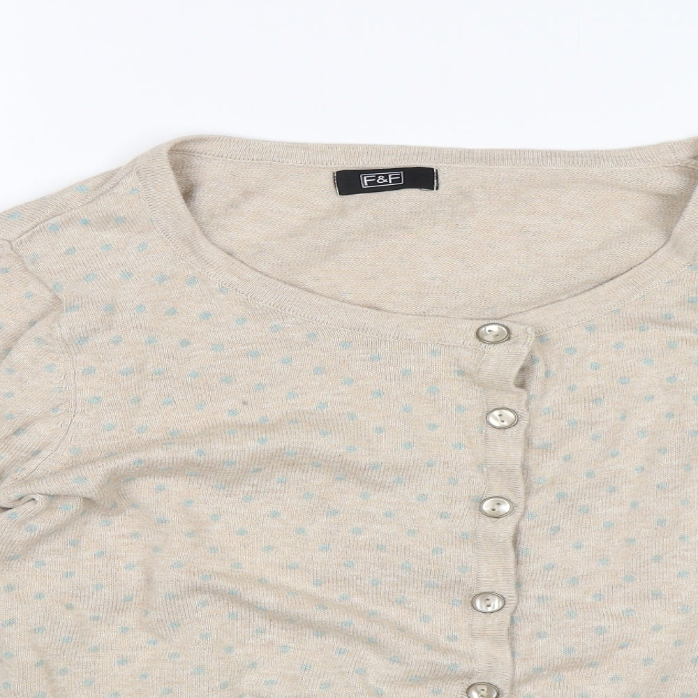 F&F Womens Brown Polka Dot  Cardigan Jumper Size 12