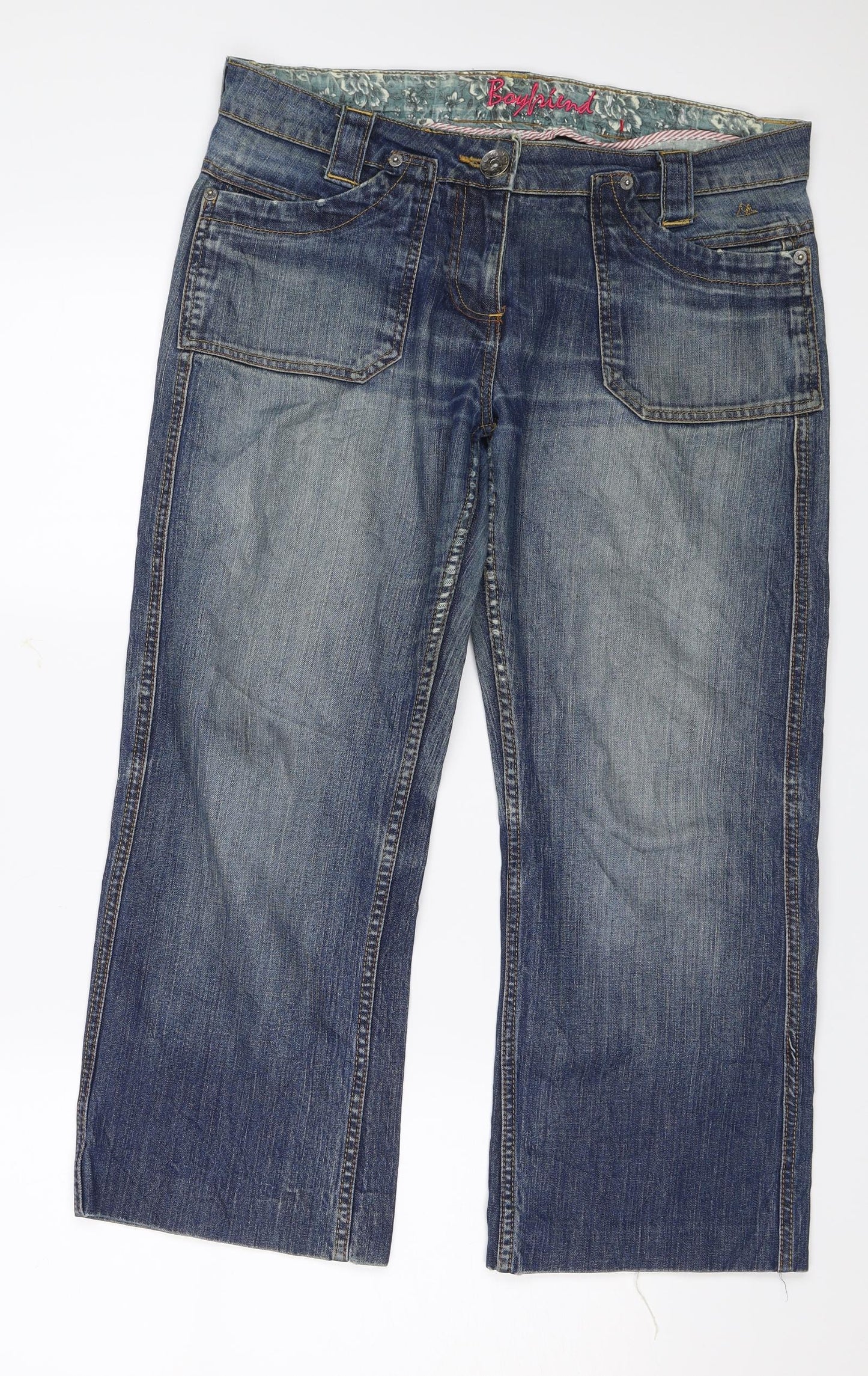 Preworn Womens Blue   Boyfriend Jeans Size 12 L23 in