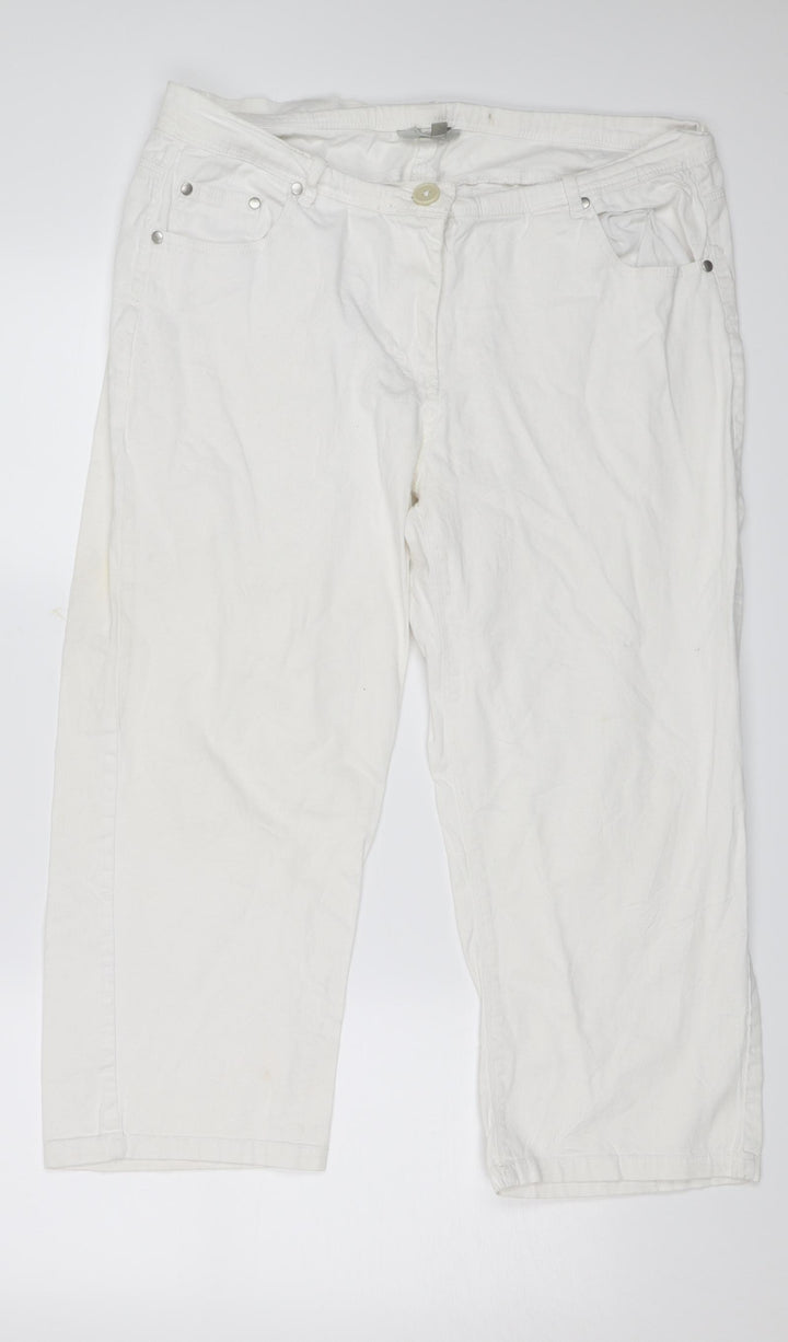 Mia Moda Womens White Trousers Size 18 L21 in