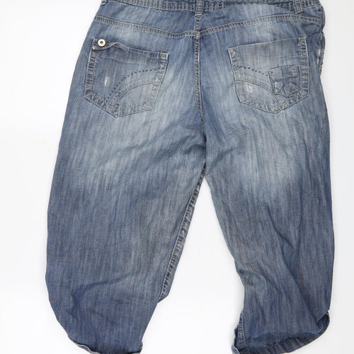 True2u Womens Blue   Cropped Trousers Size 14 L20 in