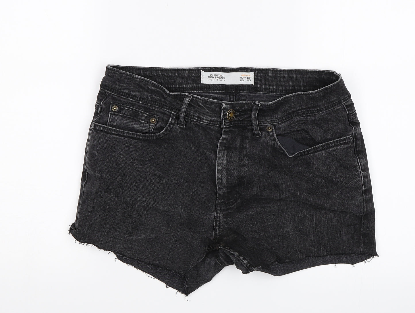 Burton Mens Black  Denim Bermuda Shorts Size 32