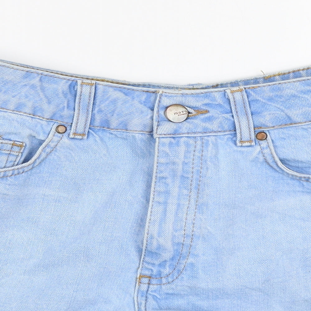 Topshop Womens Blue  Denim Cut-Off Shorts Size 10