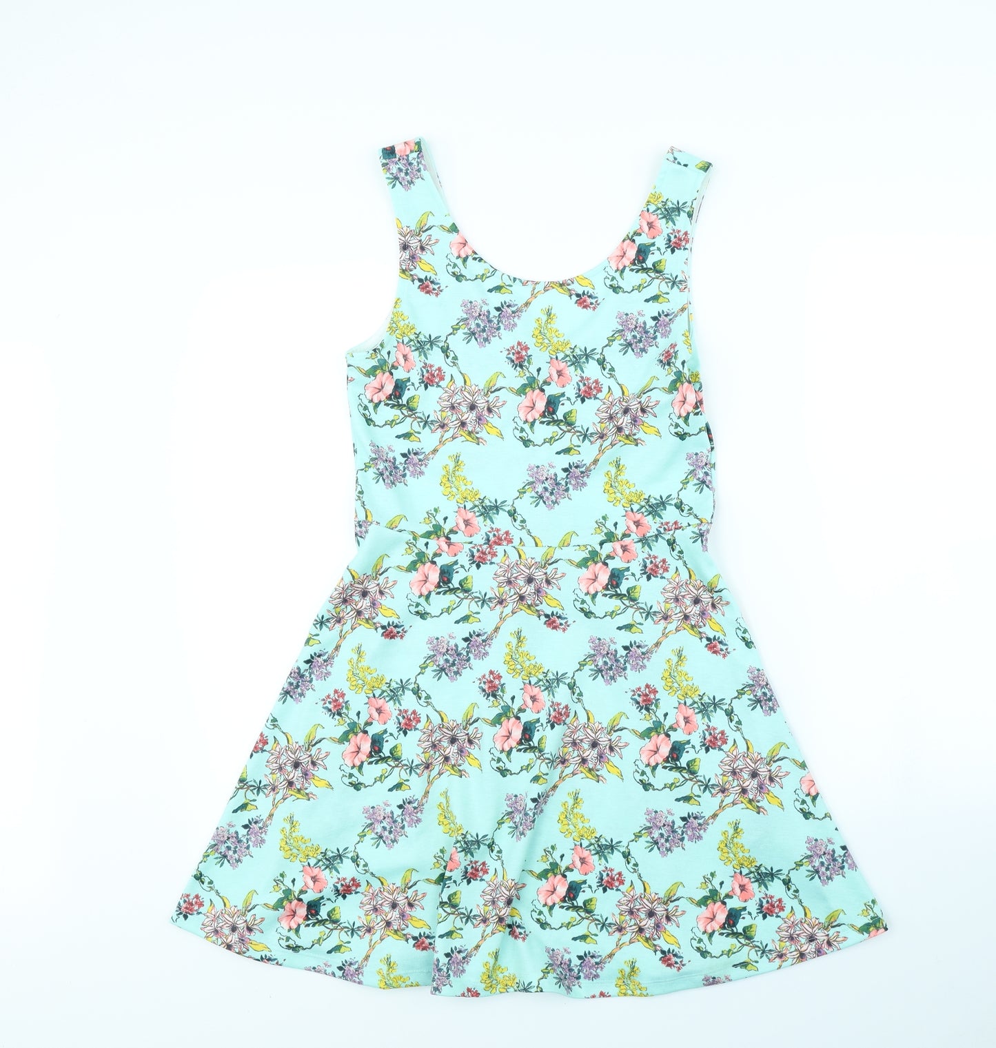 H&M Womens Green Floral  Fit & Flare  Size 14