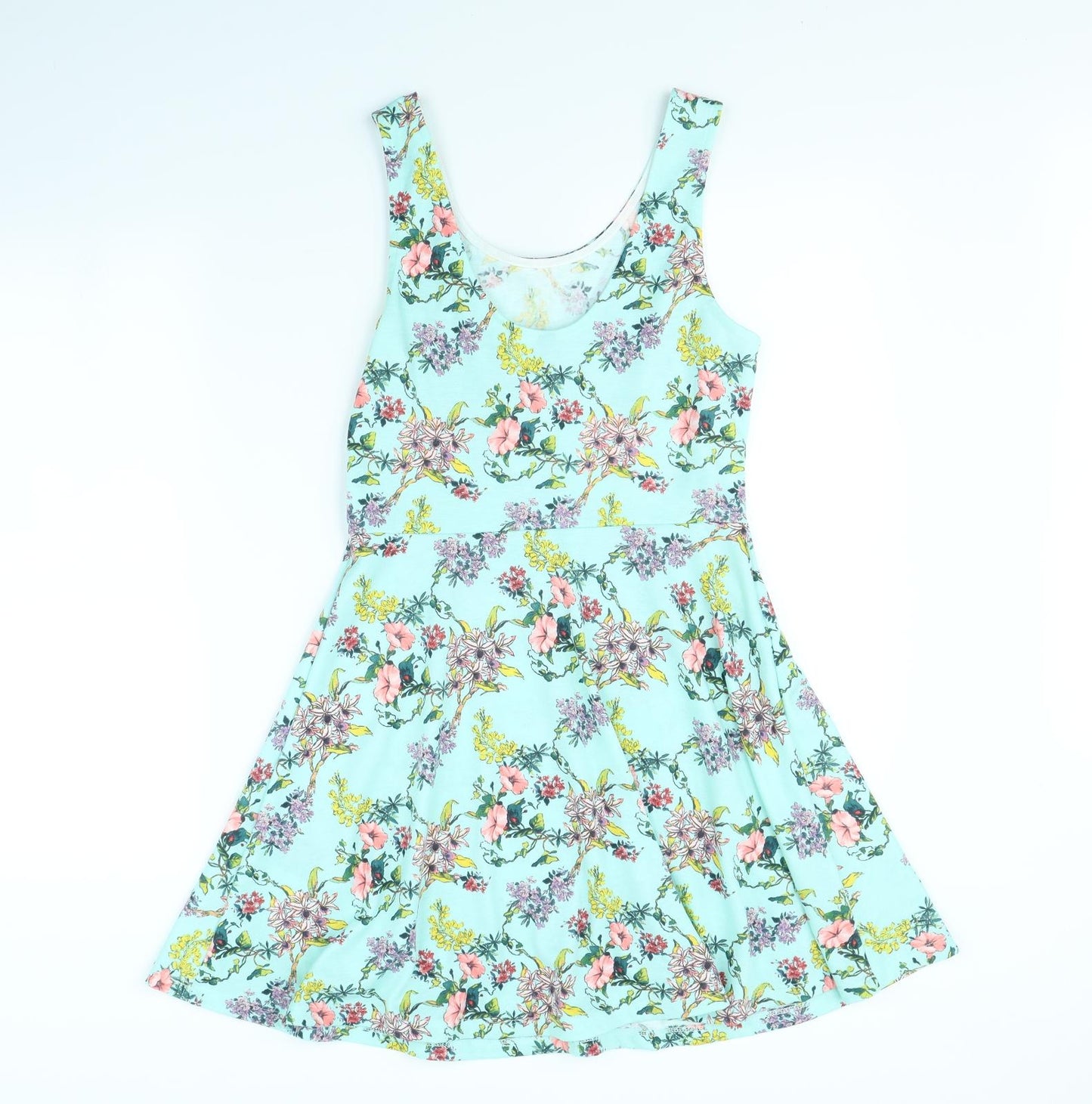 H&M Womens Green Floral  Fit & Flare  Size 14