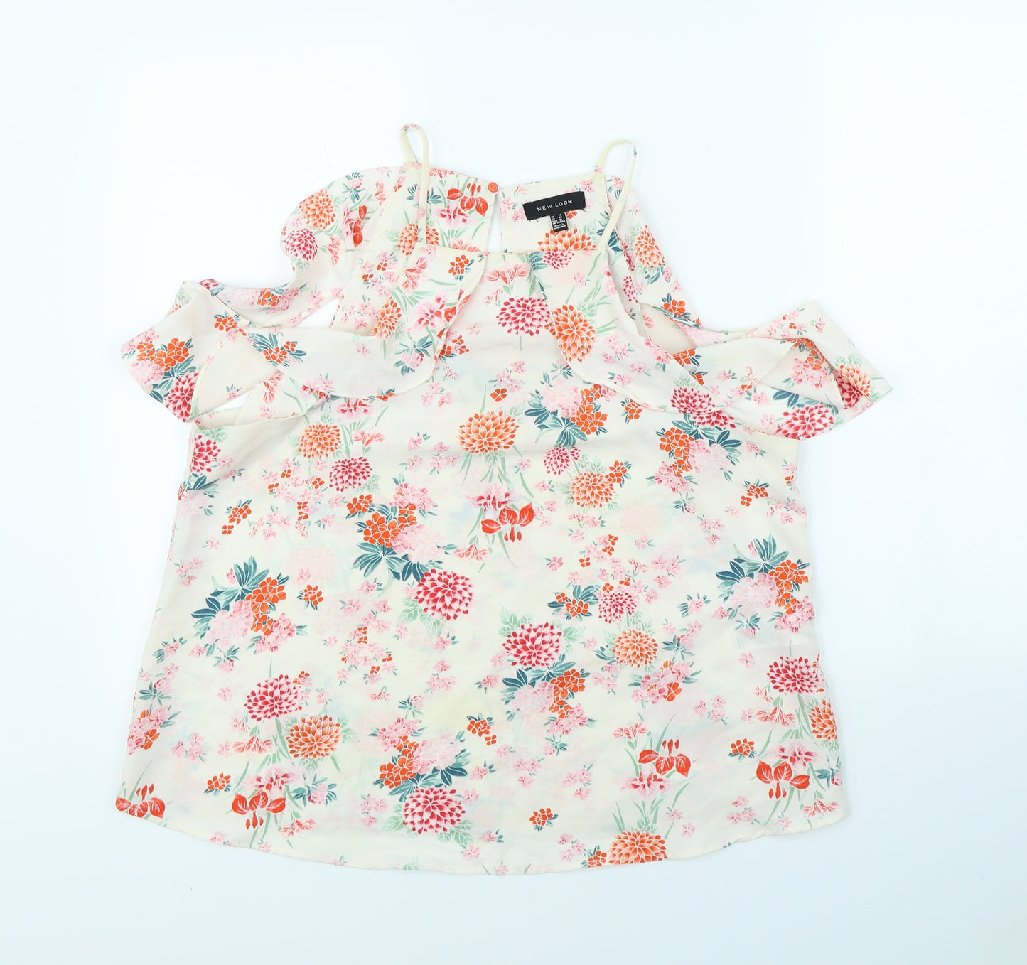 New Look Womens White Floral  Basic Blouse Size 14