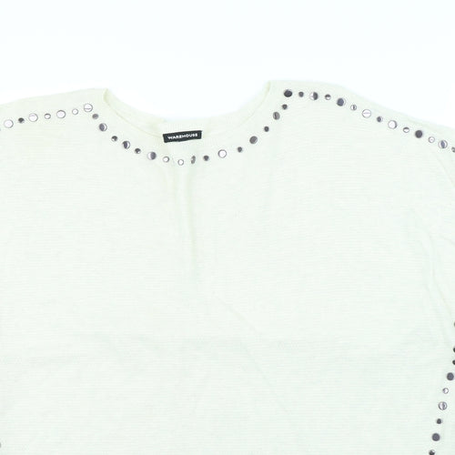 Warehouse Womens White   Pullover Jumper Size 10
