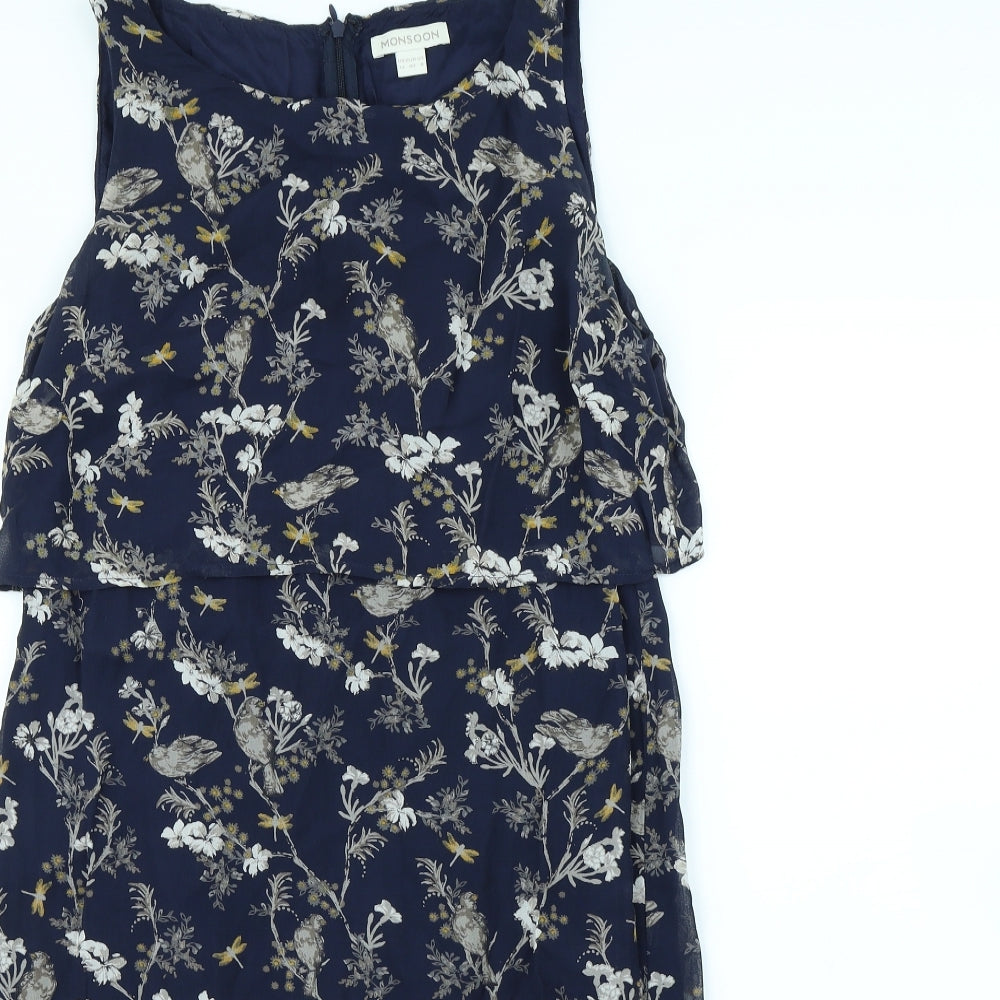 Monsoon Womens Blue Floral  Fit & Flare  Size 12