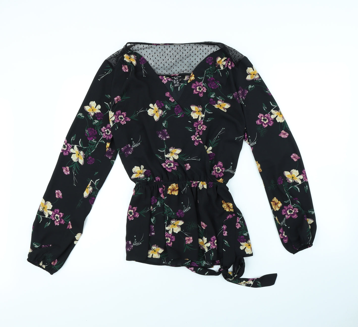 New Look Womens Black Floral  Basic Blouse Size 12
