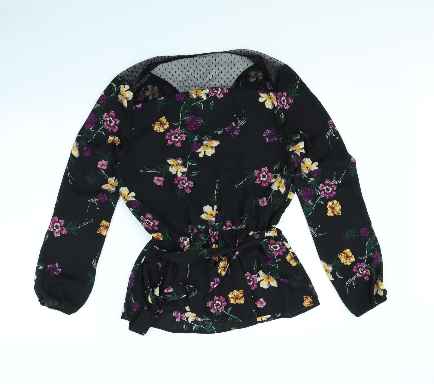 New Look Womens Black Floral  Basic Blouse Size 12