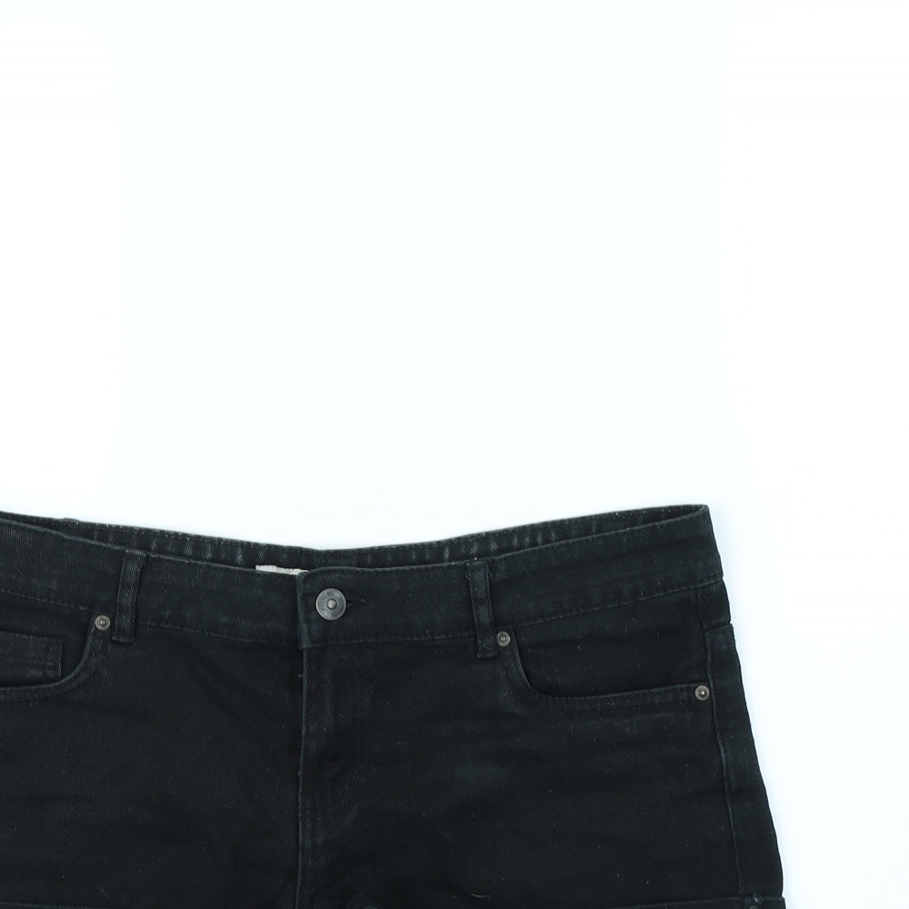 Denim & Co. Womens Black   Cut-Off Shorts Size 12