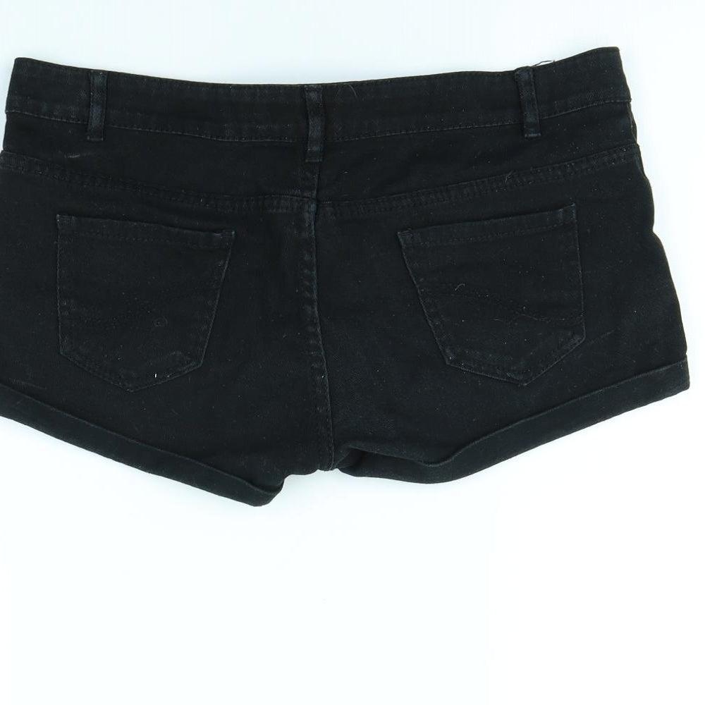 Denim & Co. Womens Black   Cut-Off Shorts Size 12