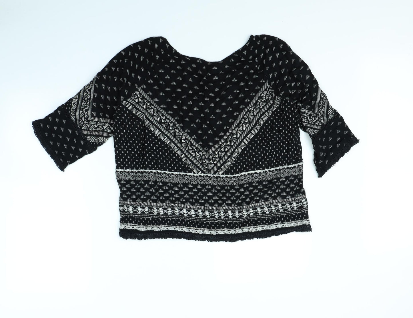 New Look Womens Black Geometric  Basic Blouse Size 12