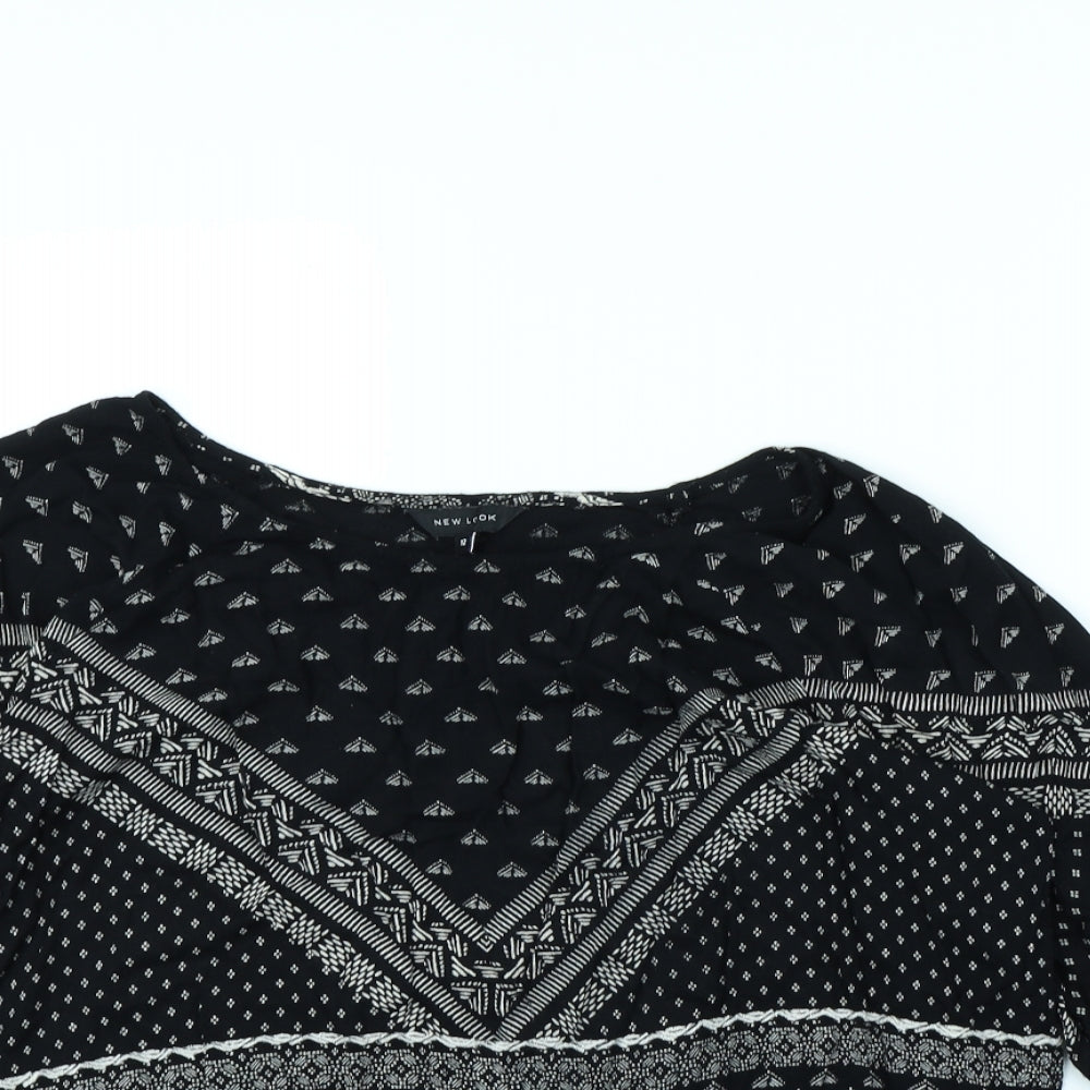 New Look Womens Black Geometric  Basic Blouse Size 12