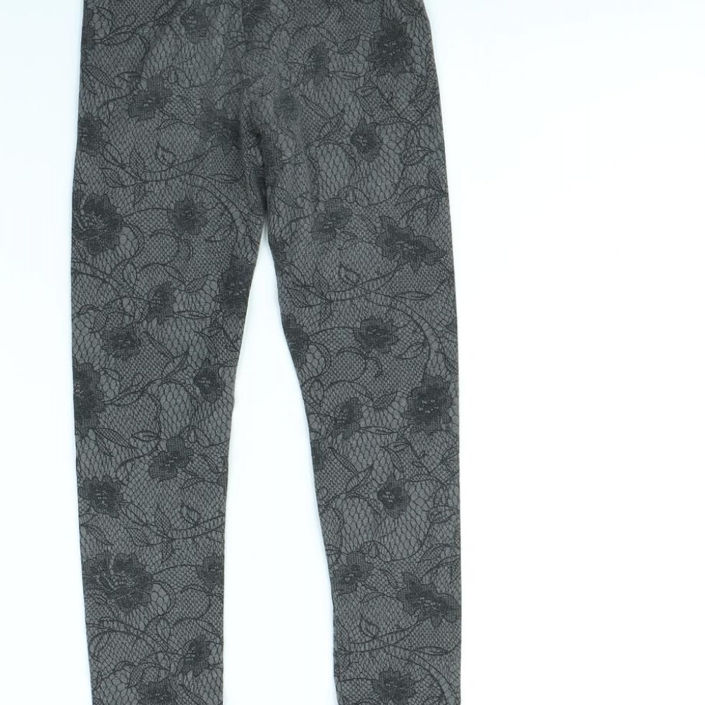 F&F Girls Grey Geometric  Capri Trousers Size 8 Years