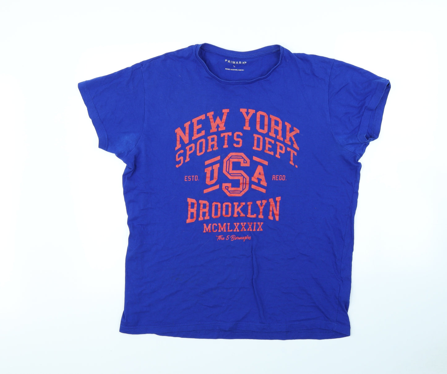 Primark Mens Blue    T-Shirt Size L  - new York