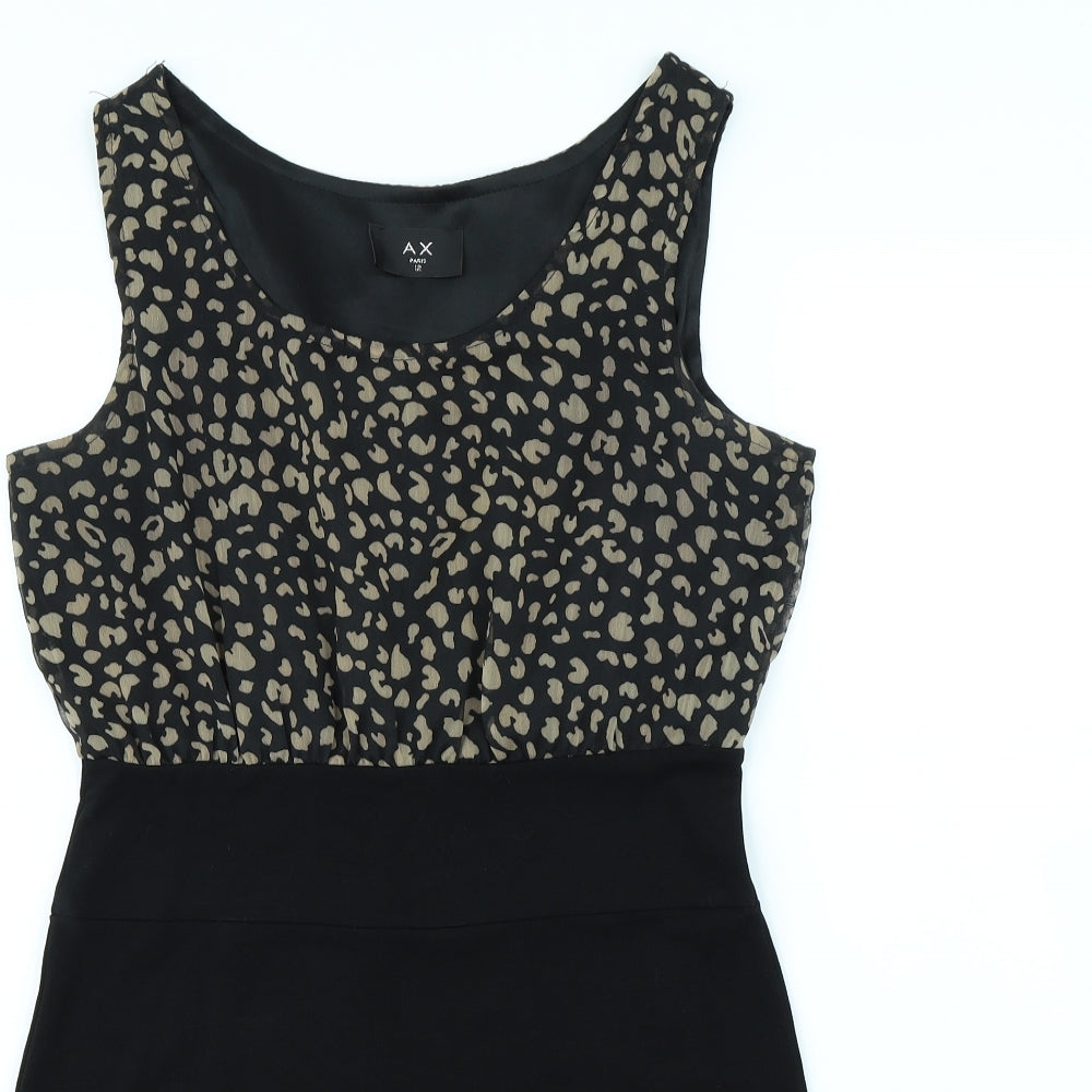 AX Paris Womens Black Animal Print  Fit & Flare  Size 12