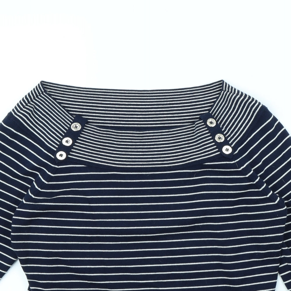 Jones New York Womens Blue Striped  Pullover Jumper Size M