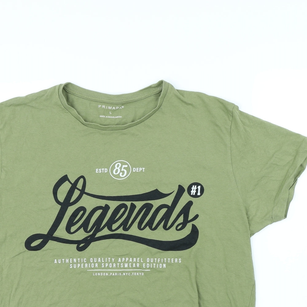 Primark Mens Green    T-Shirt Size L