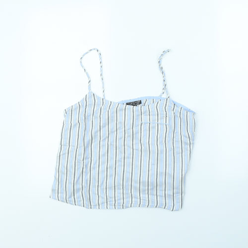 Topshop Womens Blue Striped  Cropped T-Shirt Size 10