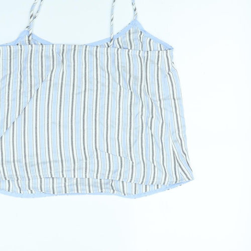 Topshop Womens Blue Striped  Cropped T-Shirt Size 10