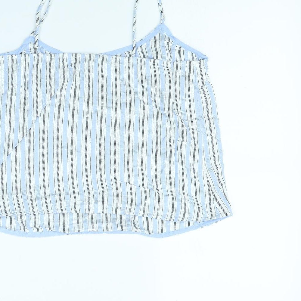 Topshop Womens Blue Striped  Cropped T-Shirt Size 10