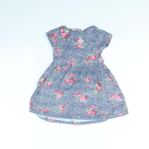 Evie Angel Girls Black Floral  Fit & Flare  Size 4 Years