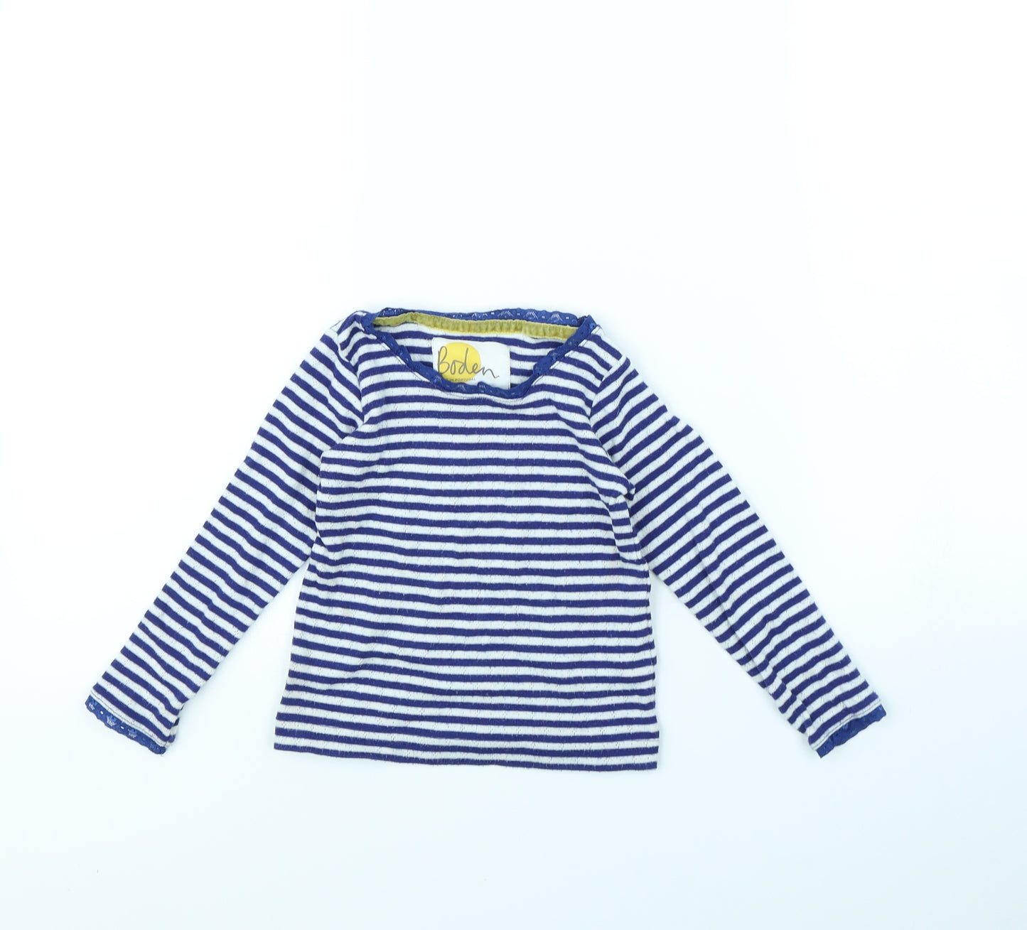Boden Girls Black Striped  Basic T-Shirt Size 3 Years