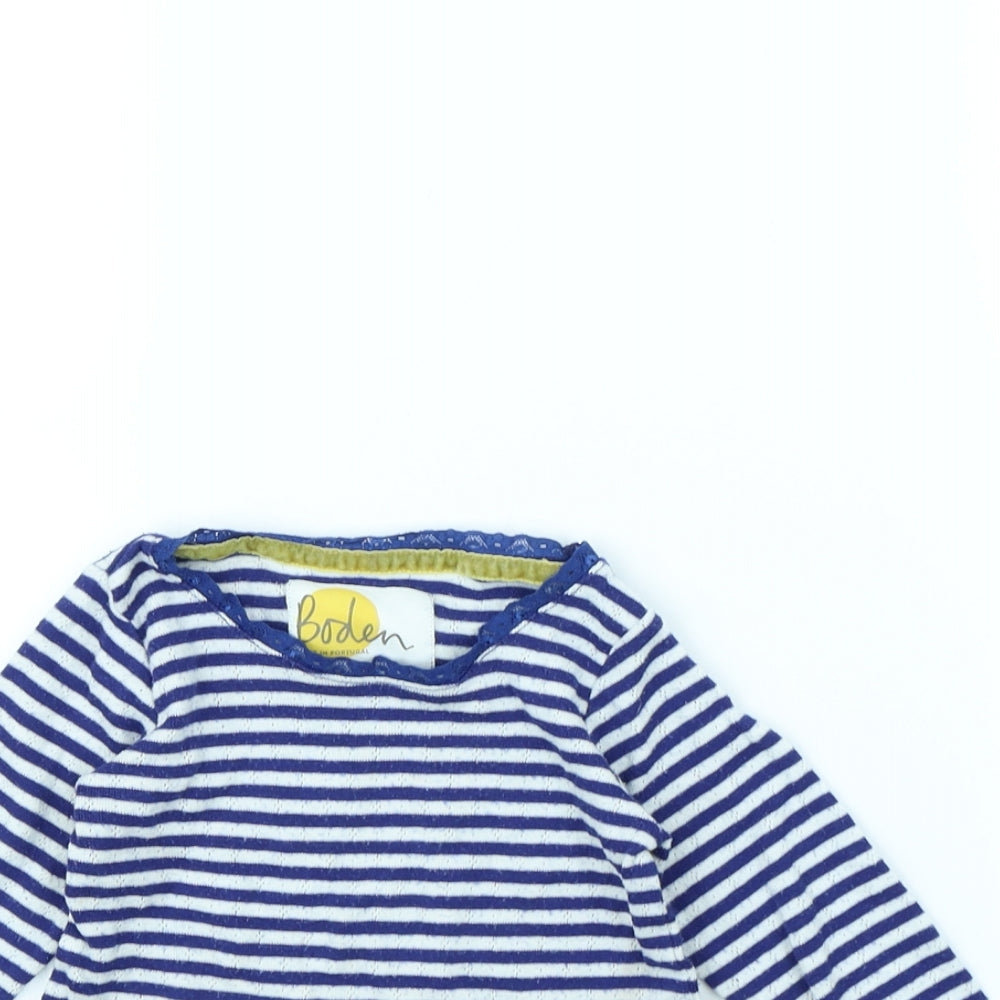 Boden Girls Black Striped  Basic T-Shirt Size 3 Years