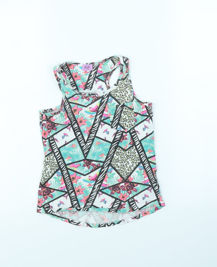 F&F Girls Multicoloured Spotted  Basic Tank Size 7 Years  - Birds