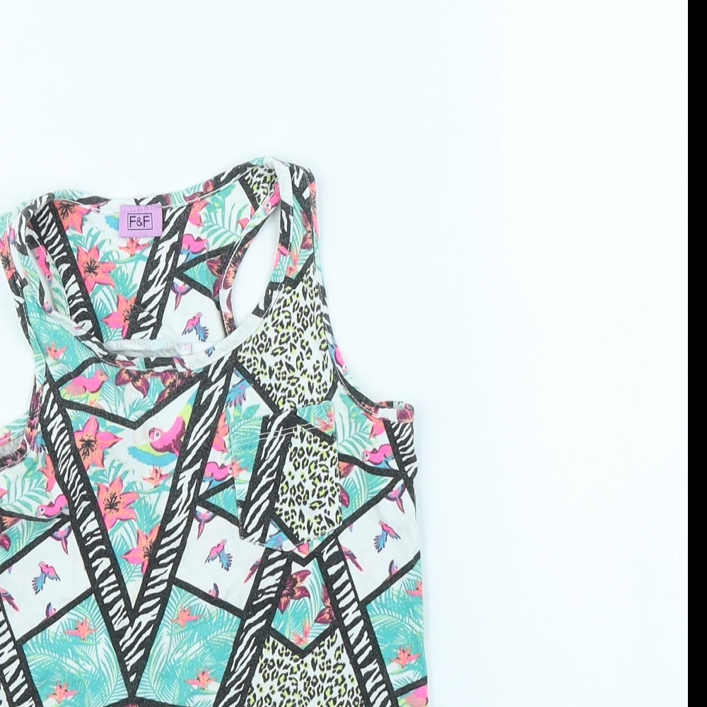 F&F Girls Multicoloured Spotted  Basic Tank Size 7 Years  - Birds