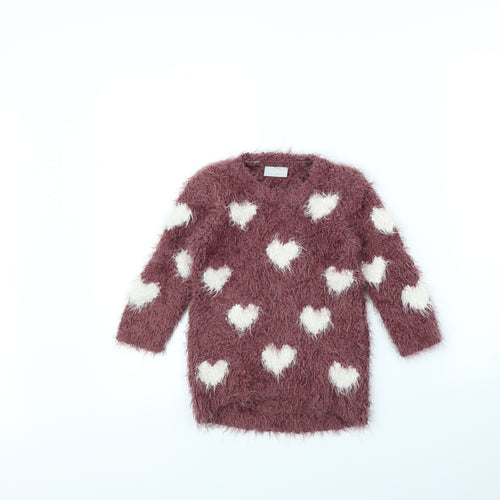 I Love Girlswear Girls Purple Polka Dot  Pullover Jumper Size 5 Years