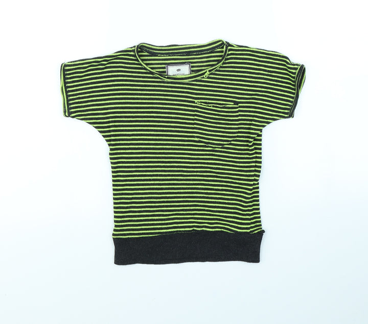 Poof Girl Excellence Girls Green Striped  Pullover Jumper Size 5 Years