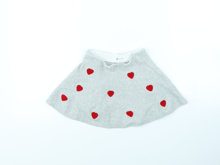 H&M Girls Grey Polka Dot  Flare Skirt Size 4 Years - Heart