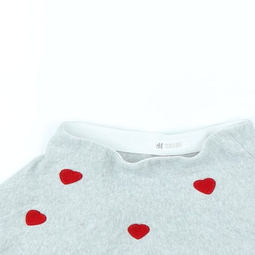 H&M Girls Grey Polka Dot  Flare Skirt Size 4 Years - Heart