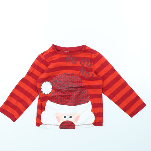 Mini Club Boys Red Striped  Basic T-Shirt Size 3 Years  - Christmas jumper